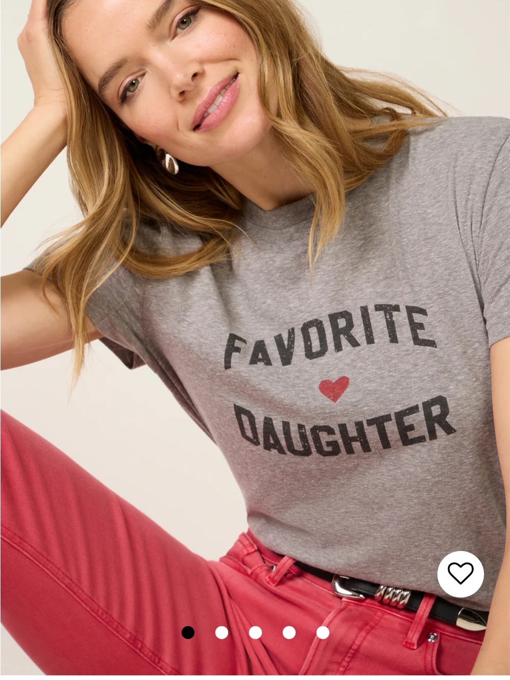 Favorite Daughter Short Sleeve Tee in Gray with Red Heart